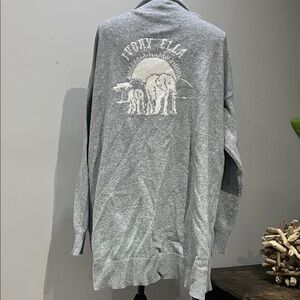 Ivory Ella Heather Gray Elephant DUSTER Cardigan